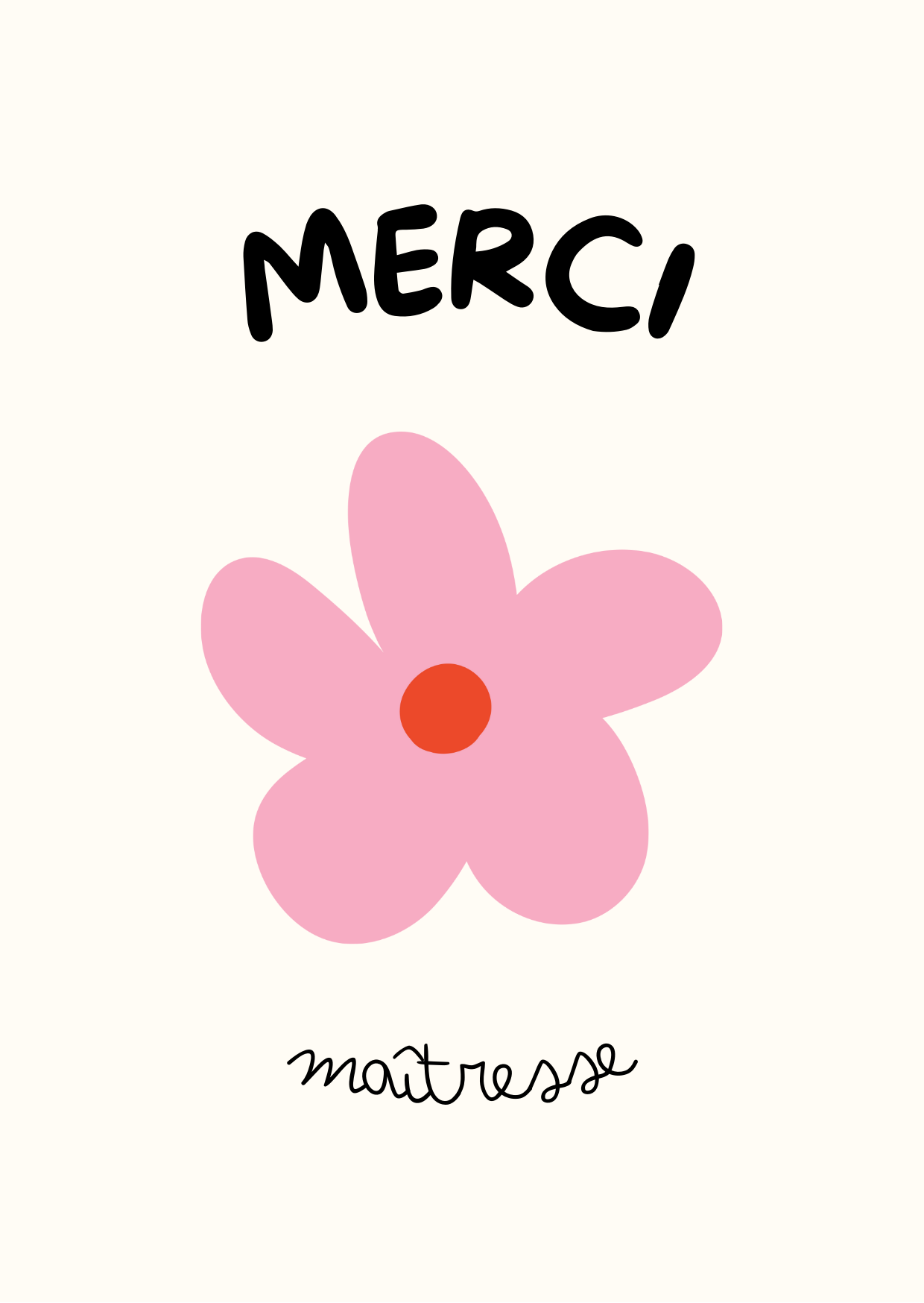 Lot de 6 Cartes de Remerciement à Imprimer - Maîtresse, Maître, ATSEM, Nounou (PDF)