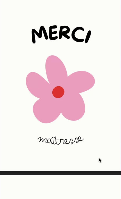 Lot de 6 Cartes de Remerciement à Imprimer - Maîtresse, Maître, ATSEM, Nounou (PDF)